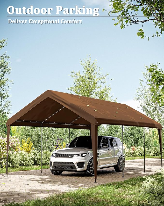 Carport Canopy Replacement Cover 12x20 Heavy Duty Outdoor Portable Car Canopy Oxford Waterproof UV & Tear Resistant Garage Canopy with Ball Bungees (Frame is Not Included)