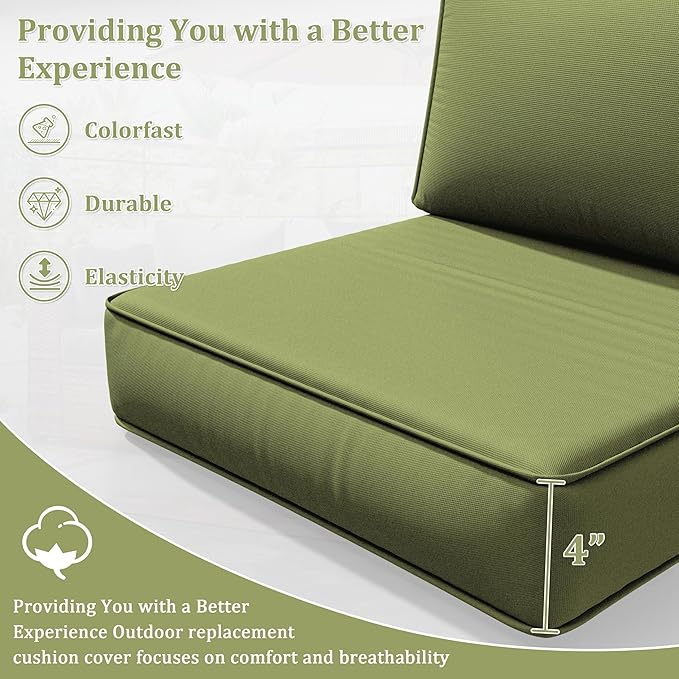 8p Outdoor Cushion Slipcovers Outdoor Patio Cushions Covers Replacement Waterproof with Zipper for 3-Seat Rattan Sofa Patio Furniture Cushion Covers, Covers Only