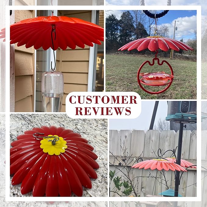 13.5 inch Flower Rain Guard for Bird Feeder,Hummingbird Feeder Shade Dome Cover,Umbrella Cover for Bird House for Outdoor,Squirrel Baffle(Red).