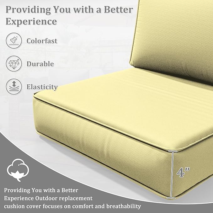 8p Outdoor Cushion Slipcovers Outdoor Patio Cushions Covers Replacement Waterproof with Zipper for 3-Seat Rattan Sofa Patio Furniture Cushion Covers, Covers Only