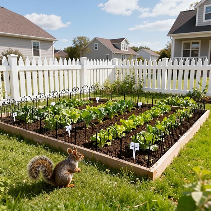 Decorative Garden Fence 17in x20ft, 20 Panels Rustproof Metal No Dig Fence Animal Barrier, Arched Flower Bed Edging Ornamental Wire Border Panel Fencing for Yard Patio Outdoor Decor