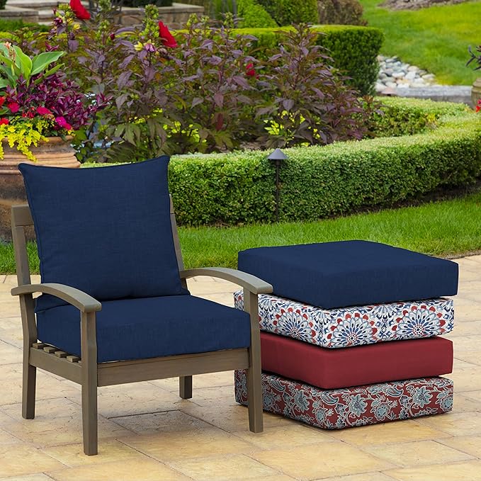 Arden Outdoor Deep Seat Cushion Set, 22 in x 24 in, Weather-Proof, Rain-Proof, Fade Resistant Patio Cushion Sapphire Blue Leala