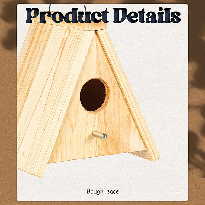 Wooden Bird Houses for Outside Hanging Birdhouses Nest Bluebird House for Cardinals Finch Wren Swallow for Garden Viewing 8