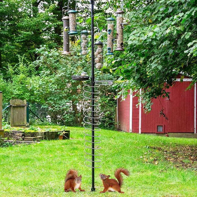 Qualirey 6 Pcs Metal Squirrel Baffle Squirrel Proof Spring for Bird Feeders Spring Coil Guard Protects Hanging Bird Feeders for Outdoor (Silver)