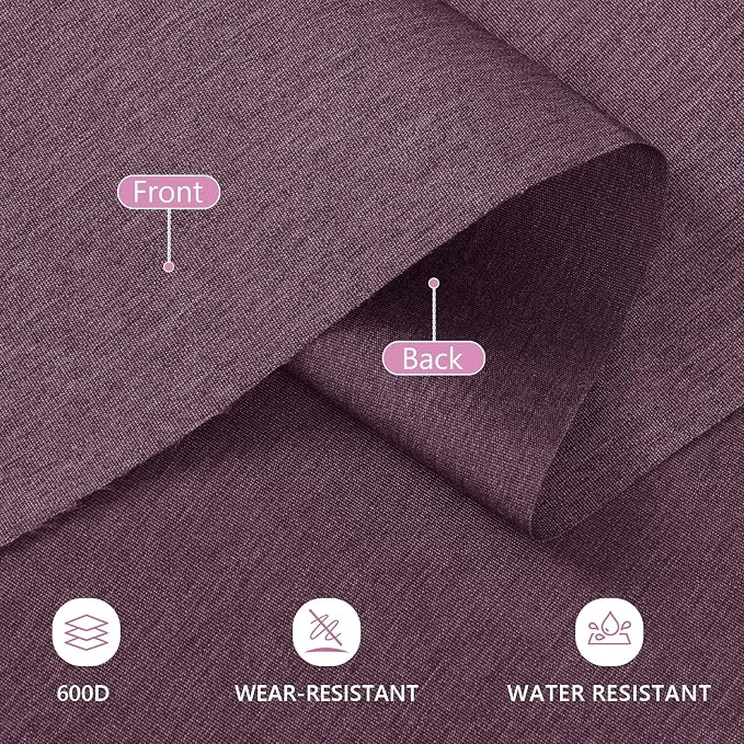 Waterproof Canvas Fabric by The Yard, 58inch 600D Upholstery Fabric Polyester Material Outdoor Water Resistant Material for Sewing Chair Patio Cushion Bag Sofa Seat Repair, 12 Yard Pink Purple