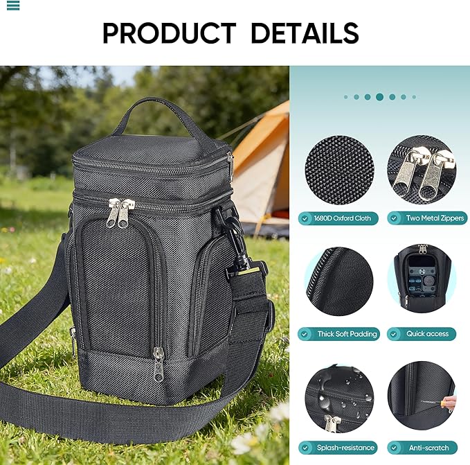 Travel Bag Compatible with Anker SOLIX C300 DC/Jackery Explorer 240D Power Bank Station Outdoor, Carrying Case for Side Zipper, Large Accessory Pocket & Shoulder Strap