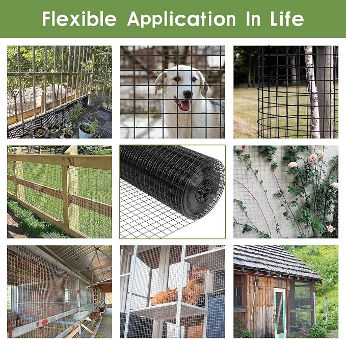 Tongmo 36" x 100' Black Hardware Cloth, 1inch Mesh Chicken Wire Fence, 19 Gauge Vinyl Coated Wire and Welded Wire Roll,Garden Fence, Poultry Netting for Rabbit/Duck/Chicken Coop