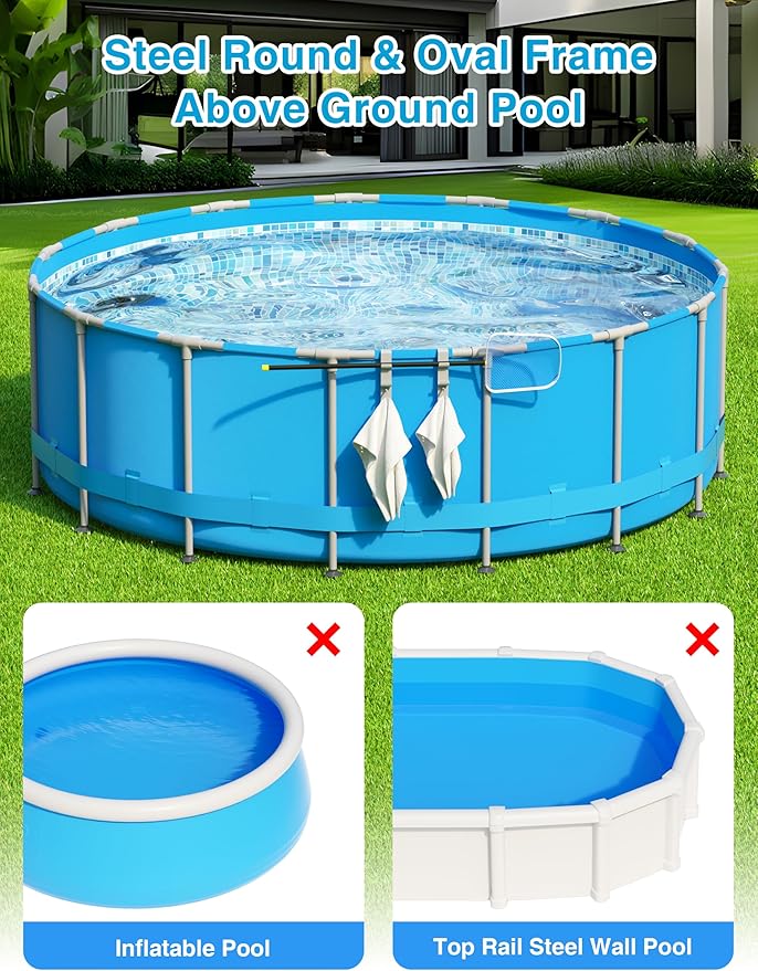 POOLHOUR Pool Hooks for Poles - Adjustable 3-Hook Pool Pole Hanger for Above Ground Pool Accessories,Skimmer & Cleaning Tool Bracket for Above Ground Pool Maintenance[Patented]