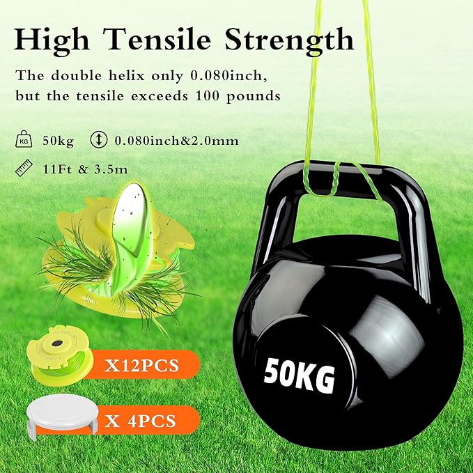 Xgunion Weed Wacker String Replacement for Ryobi One Plus+ AC80RL3 0.08'' String Trimmer Line Compatible with Ryobi Weed Wacker 18V,24V,40V Trimmers (Green)