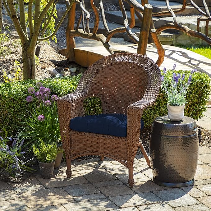 Arden Indoor/Outdoor Rocking Chair Or Wicker Chair Cushion, 2-Pack, 20 x 18, Water Repellent, Rain Proof, Fade Resistant Cushion for Rocking Or Rounded Back Chair Sapphire Blue Leala