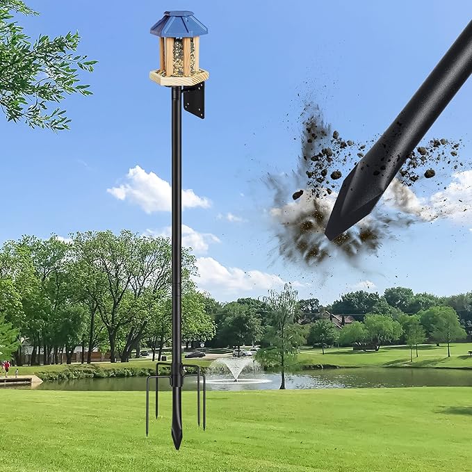 Bird House Pole for Outdoor, 60 Inch Heavy Duty Bird Feeder Pole with 5-Prong Base,1 Inch Diameter Bird Feeder Stand for Yard Garden Patio Watching (Without Bird House)
