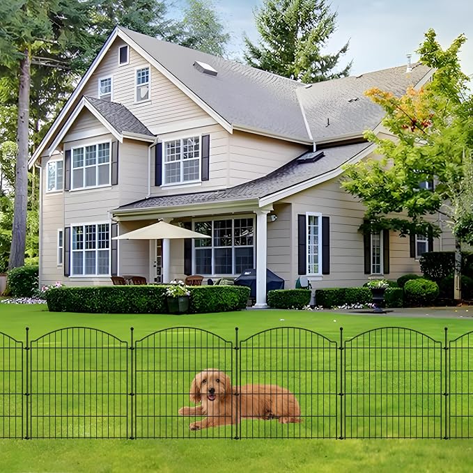 Decorative Garden Fences 32in x 12ft, 5 Pack Outdoor Fencing Animal Barrier Dog Border, Metal Wire Fence Panels for Garden Decor, Flower Bed Edging Borders for No Dig Patio Yard