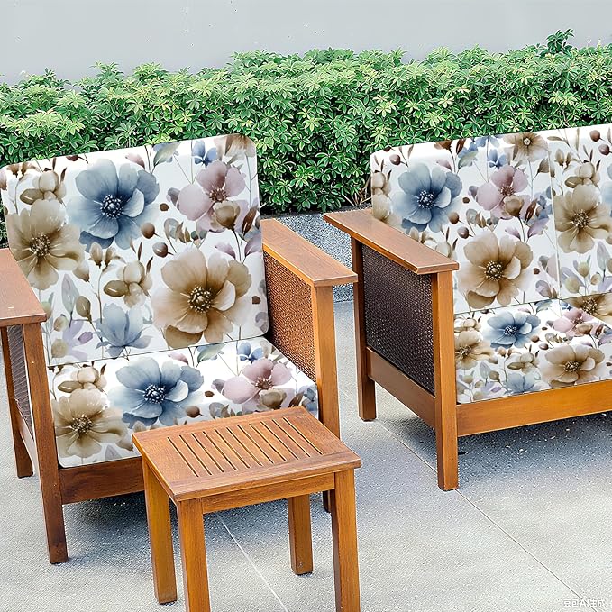 BBSET 8 Pcs Watercolor Wildflower Sofa Cushion Cover for Patio Floral Stretch Outdoor Sofa Seat Cushions Cover Tropical Flower Indoor Replacement Couch Chair Slipcover Flexibility (Watercolor Flower)