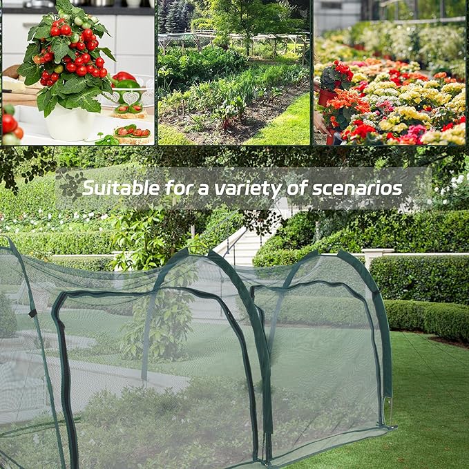 Flexible Net Grow Tunnel - Garden Greenhouse Mesh Covers Growhouse Cloche for Protecting Fruit Vegetables Plants Cultivation from Animals(2M)