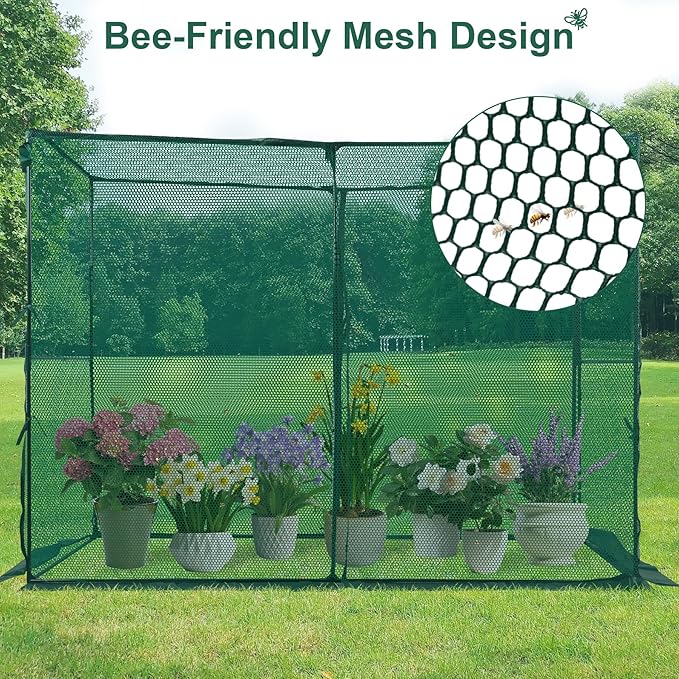 Crop Cage Plant Protection Tent 6.5 x 10 x 6.5 Ft, Large Grid & Protect Plants from Birds and Small Animals, Garden Cages with Storage Bag Suitable for Garden Patio Lawn