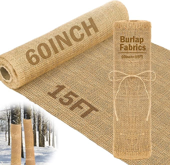 Buryeah 60 Inch x 15 ft Burlap Fabrics Roll Natural Burlap Garden Multipurpose Weed Barrier Garden Landscape Blankets Cloth Weed Barrier Fabric Jute for Outdoor Home Craft Shrubs Party Decor