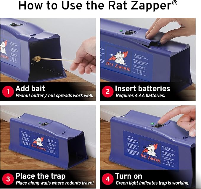 Victor Rat Zapper Classic Indoor Electronic Mouse and Rat Trap - 1 Electric Trap - RZC001-4 - Kill Up To 20 Rats - Easy to Use - LED Light Catch Alerts - Humanely Kill Mice and Rats - 4 Pack