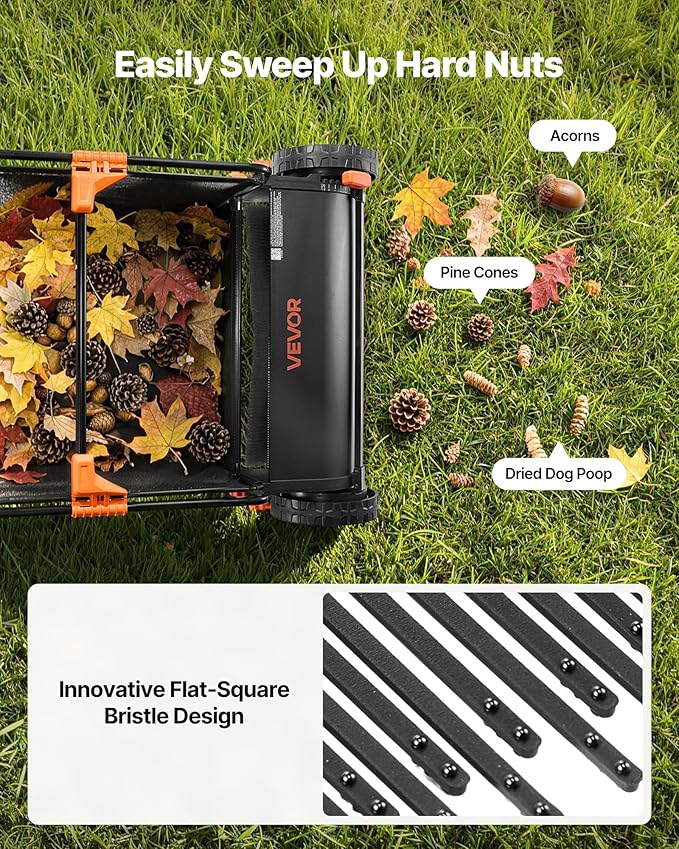 VEVOR 3 Packs Lawn Sweeper Brush Replacement, Compatible with VEVOR 26 in Lawn & Leaf Collector Sweepers, Yard Sweeper Brush Paddle with Durable V-Shaped Bristles for Easy Grass Leaf Cleanup