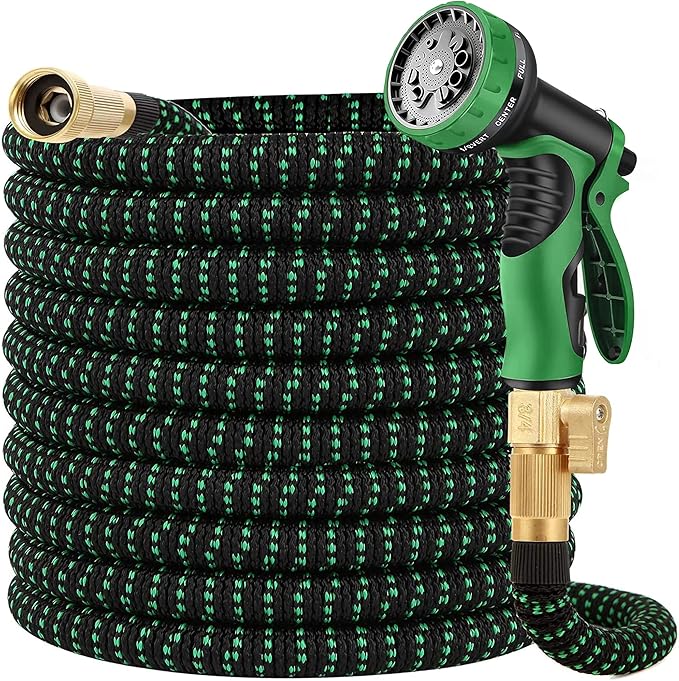 Expandable Garden Hose - 75 ft Expanding Water Garden Hoses, No Kink Lightweight Flexible Hose with 3/4" Solid Fittings and 4-Layer Latex Cores - 75ft Retractable Stretch Car Washing Pipes
