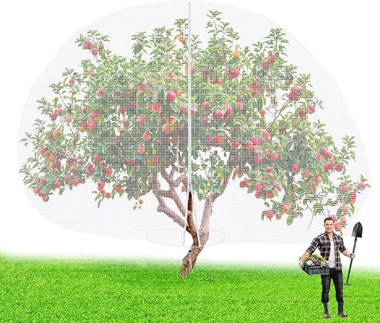 14 x 18 ft Large Fruit Tree Netting for Protecting Fruit from Squirrels Birds Bug Deer & Rat Garden Mesh Netting with Zipper and Drawstring Tree Covers for Blueberry Peach Apple Garden Bushes