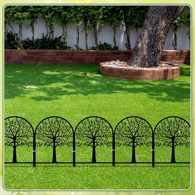 Yaocom 6 Pack Tree of Life Decorative Garden Fence Border 16.5''H x 11.8''W Animal Barrier Border Metal Arched Garden Fencing Panels for Easter Flower Bed Outdoor Patio Yard Decor