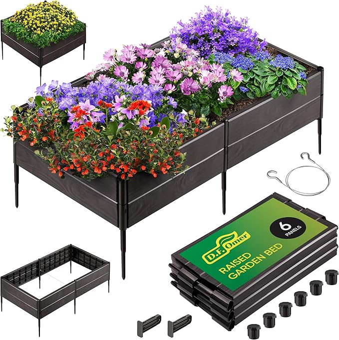Raised Garden Bed Made of 100% Recycled Plastic Panels | Garden Boxes with Legs or Without | Holding 4 cu ft of Soil |by D.F. Omer