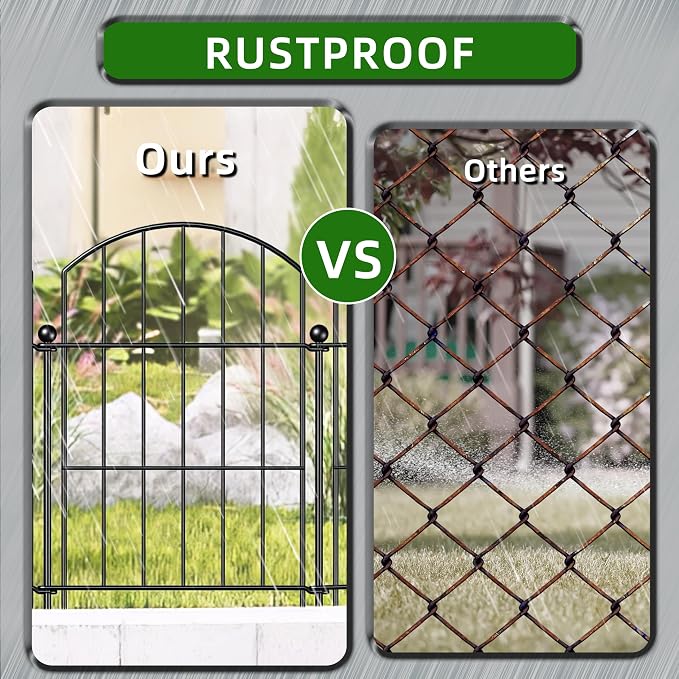 FOREHOGAR Metal Garden Fence 17in (H) x 20ft (L), 20 Panels + 21 Stakes Dog Fence Border Fence Animal Barrier, No Dig Garden Fencing for Yard Flower Bed Patio Outdoor, CTW1720 Black