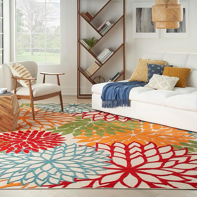 Nourison Home Aloha 10' x 14' Green Fabric Tropical Area Rug (10' x 14')