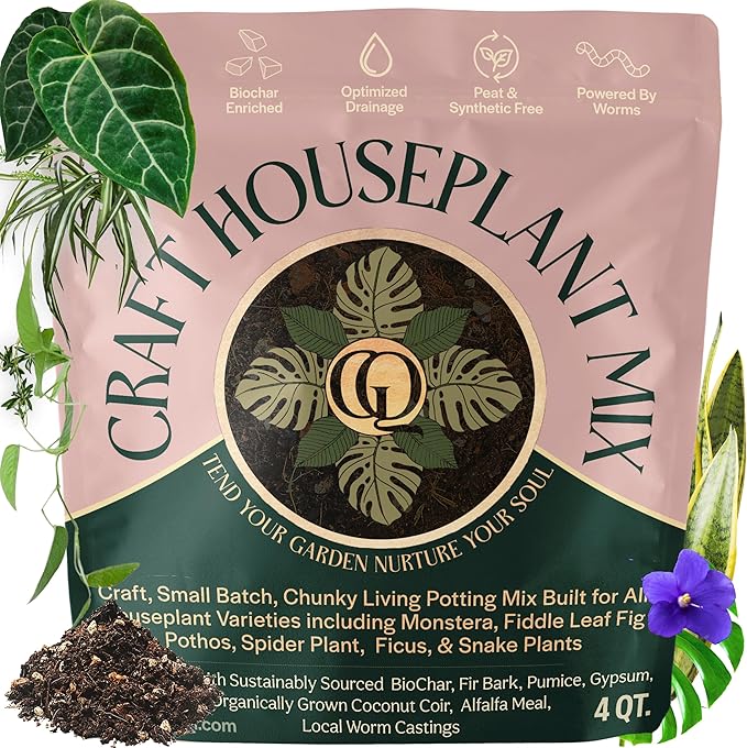 Craft Houseplant Potting Mix, Elite House Plant Soil, Chunky, Well Draining Potting Soil for Indoor Plants, Tropical Plants & Potted Plants, Sustainable & Peat Free, Less Prone to Gnats 4qt