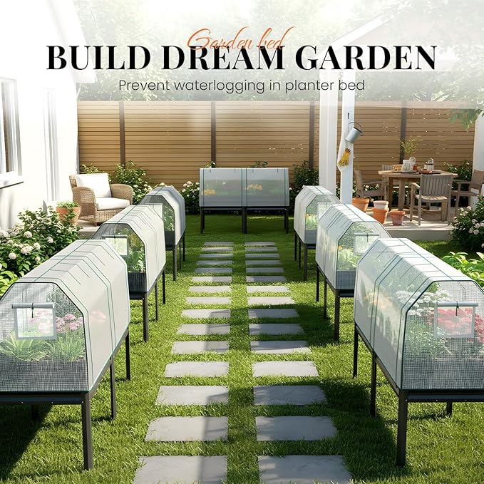 KING BIRD Large Raised Garden Bed with Cover Galvanized Elevated Planter Box with Legs 72×23×55 in for Backyard, Patio, Balcony, 700lb Capacity, Dark Grey