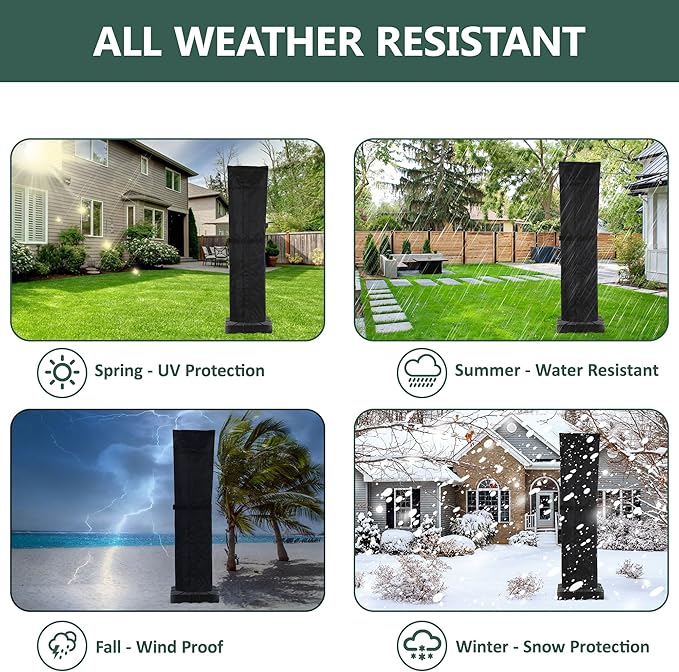 Rachmi Patio Cantilever Umbrella Cover for 9-13 Ft Umbrellas, High Quality Water-resistant UV & Fade Resistant Cover Fits Round / Square Outdoor Garden Offset Parasol with Zipper & Rod, Black