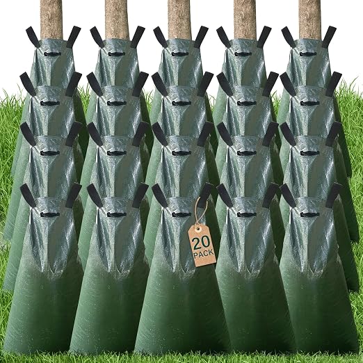 Tree Watering Bags 20 Pack, 20 Gallon Slow Release Gator Bags for Trees, Durable PVC Tree Drip Irrigation Bags with Heavy Duty Zipper, Deep Root Targeting