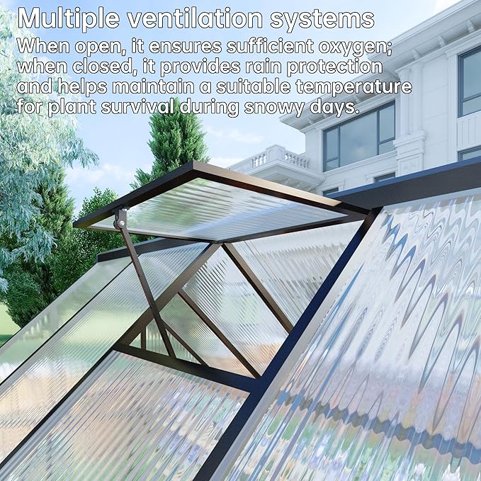 CQZY 6x8 FT Greenhouse for Outdoors,Aluminum Large Walk-in Greenhouse,Dark Gray