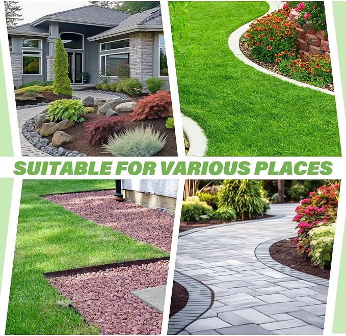 Pushglossy 5 Pcs 16.5 ft Metal Paver Edging with Spikes for Paver Projects 39.4" L x 1.2" H Black Bendable Metal Strips Yard Landscape Lawn Edging Border Pathway Divider for Lawn, Garden, Yard