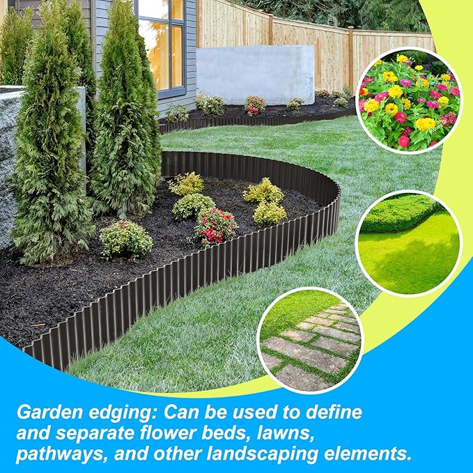 LAVEVE Corrugated Metal Garden Edging 6" x 80Ft, Landscape Edging Border for Lawn, Flower Bed, Garden Fence, Paver Edging