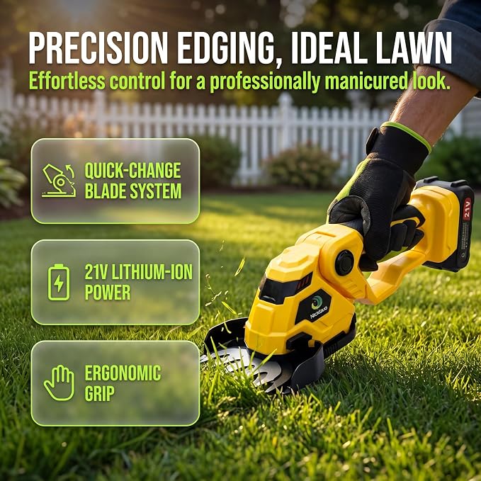 Cordless Hedge Trimmer, 2-in-1 Cordless Grass Shear & Hedge Shear/Shrub Trimmer with 8.9” Hedge Blade & 5.1”Grass Trimmer, Hedge Shear with 2 Rechargeable Batteries and Charger for Yard, Lawn