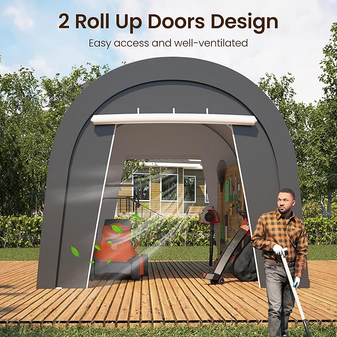 Wisteria Lane Heavy Duty Carport with 4 Cloth Bags, All-Weather Car Canopy with 2 Roll-up Doors, Portable Garage Storage Shelter Shed for Cars, Truck, or Garden Tools, 10' x 20'