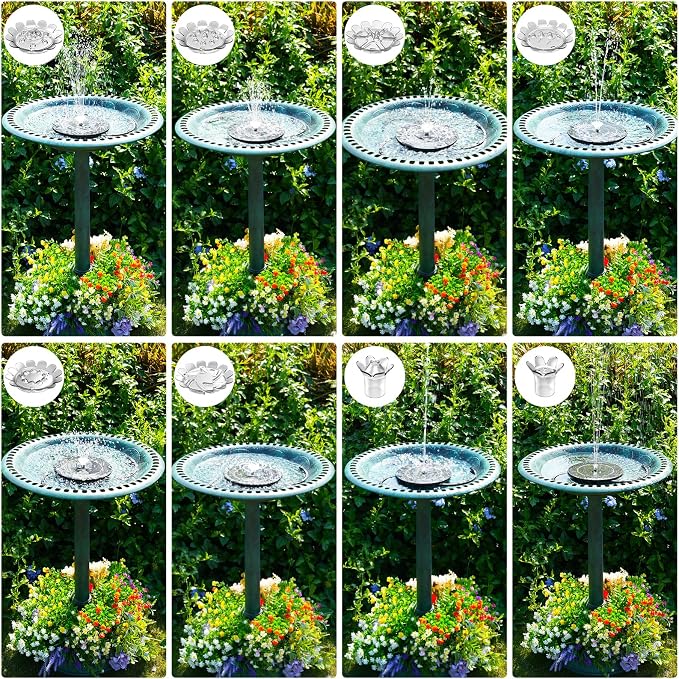 AISITIN 28 Inch Bird Bath with 3.5W Solar Fountain for Outside, Polyresin Pedestal Bird Baths for Outdoor Garden Courtyard Decoration, Weather-Resistant Birdbaths with 20" Bowl & 8 Nozzles, Green