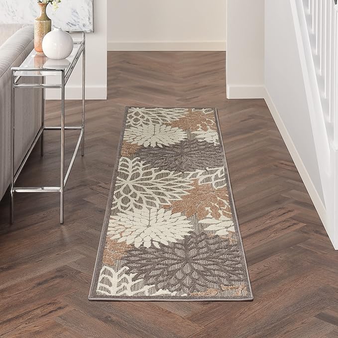 Nourison Home Aloha Natural 2'3" x 10' Area Rug - Easy Clean, Non Shedding, Bed Room, Living Room, Dining Room, Kitchen (10' Runner)