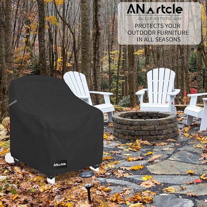 ANartcle Patio Adirondack Chair Cover 2 Pack,600D Waterproof Heavy Duty Outdoor Chair Covers,Adirondack Chair Covers(30W x 34D x 36H inches),Patio Furniture Covers,Black