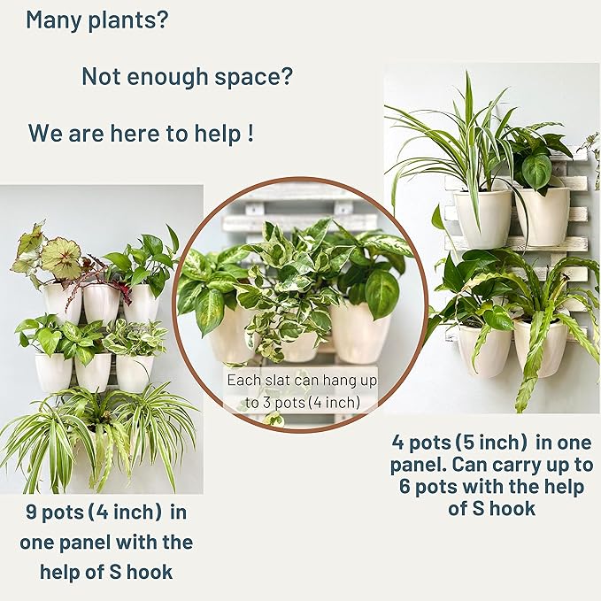 ShopLaLa Wooden Wall Planters - 2 Pack Wall Hanging Planters for Indoor Plants, White Rustic Wood Wall Mounted Flower Pot Holder Vertical Succulent Orchid Airplant Frame Display 15.7" (40cm)