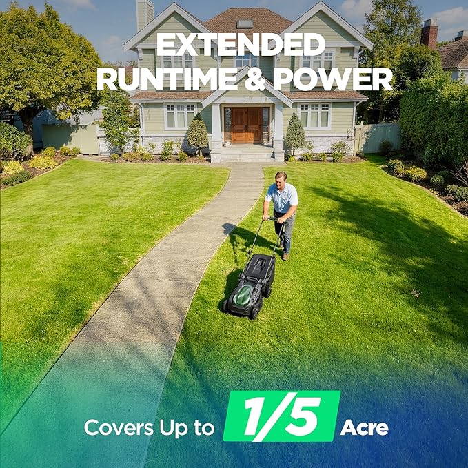 18" Electric Lawn Mower, 40V Self-Propelled Cordless Lawn Mower with 2x5.0Ah Batteries & Charger, Brushless Motor, 2-in-1 Mulching & Bagging, 6-Position Height Adjustment, for Small to Medium Yards