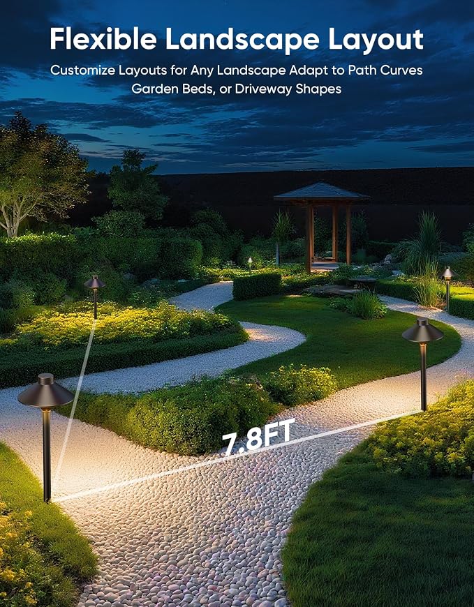 PARTPHONER Low Voltage Landscape Lighting 6-Pack, Aluminum 12V Pathway Lights with G4 Bulbs, Waterproof Oil Rubbed Bronze Color Wired Path Lights with Connectors for Walkway Yard Garden
