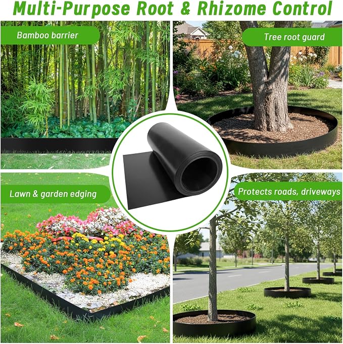 Convivium Tree Root Barrier 12in x 20ft x 60mil, Heavy-Duty Recycled HDPE Root Blocker Roll, Bamboo Barrier for Landscaping, Lawn & Garden Edging, Sidewalk & Foundation Protection