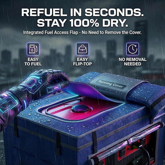 Generator Covers, Generator Covers While Running, 32X24X24 inches, Top Can be Opened, With Tool Bag and Visual Operation Window, Suitable for 3000W-12000W Frame Generator, Blue
