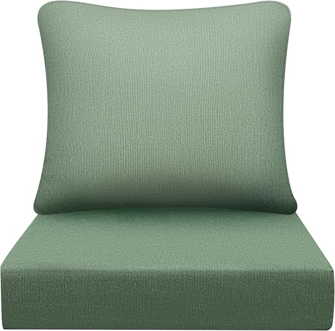 Art Leon Waterproof Outdoor Seat Cushion 24"x 24" 30D High Density Foam Patio Chair Cushions with Non-Slip Backing Patio Cushions for Patio Furniture Porch Swing Garden Bench Camping Stadium Green