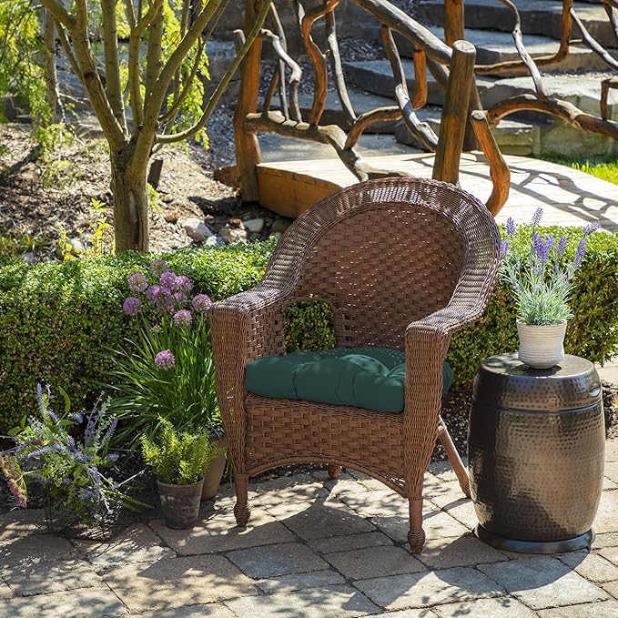 Arden Indoor/Outdoor Rocking Chair Or Wicker Chair Cushion, 2-Pack, 20 x 18, Water Repellent, Rain Proof, Fade Resistant Cushion for Rocking Or Rounded Back Chair Peacock Blue Green Texture