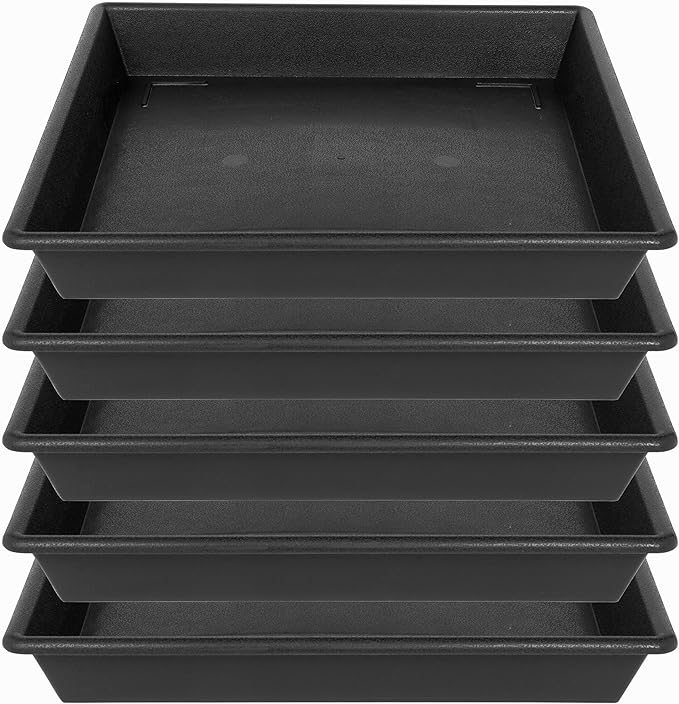 NIMYAU Square Plant Saucer 5 Pack 8 10 12 14 16 18 20 Inch, Plant Trays for Pots Heavy Duty Plastic Plant Saucers for Indoors Outdoors, Flower Pot No Holes Plant Drip Trays