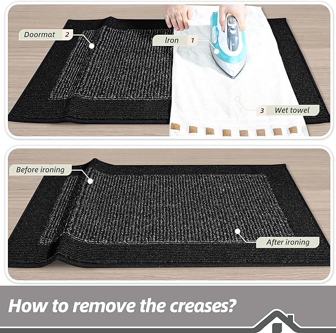BEQHAUSE Indoor Door Mat 32" x 48", Dirt Trapper Door Mats Non-Slip Entryway Rugs Washable, Resist Dirt Absorbent Welcome Mat, Low Profile Floor Mats for Front Back Door and Entryway, Black