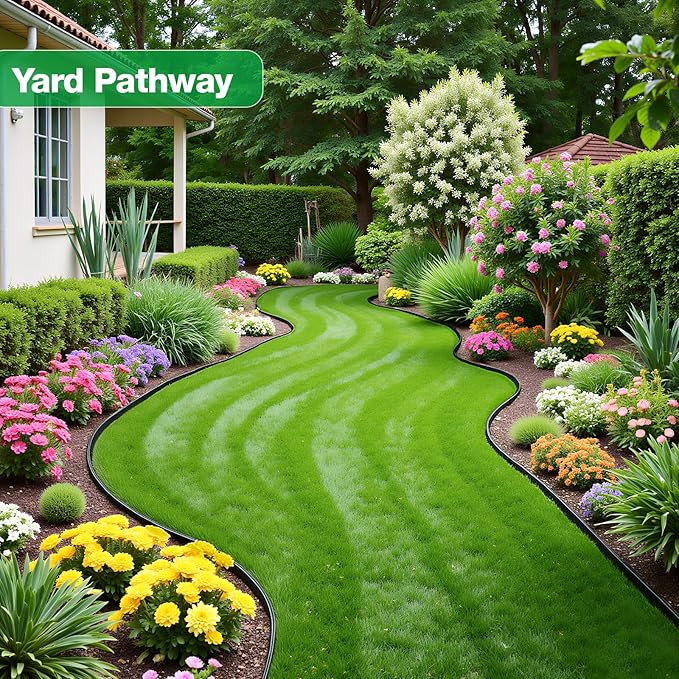 MIXC Garden Edging Border, 66FT 2 Inch Tall Plastic Landscape Edging with 100 Stakes, Flexible Tool-Free Lawn Border for Yard, Flower Bed & Landscaping